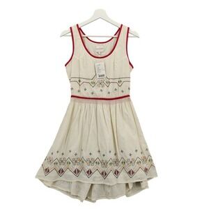 Dolls Point Women Cottage Peasant Folk Retro Dress 4 Cream Red Embroidery NEW